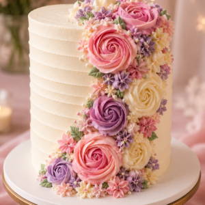 Buttercream Flower Cascade Cake